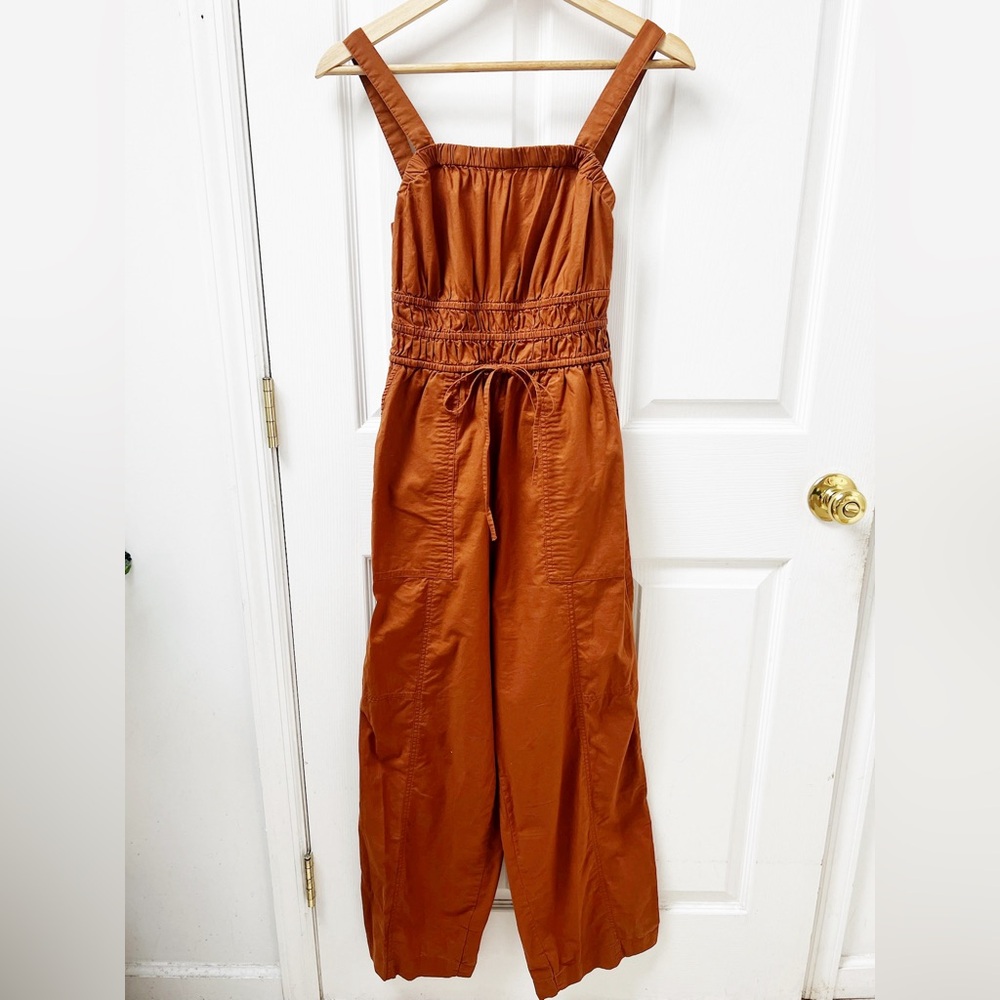 Universal Thread Straight Leg Sleeveless Jumpsuit in Burnt Orange Rust
